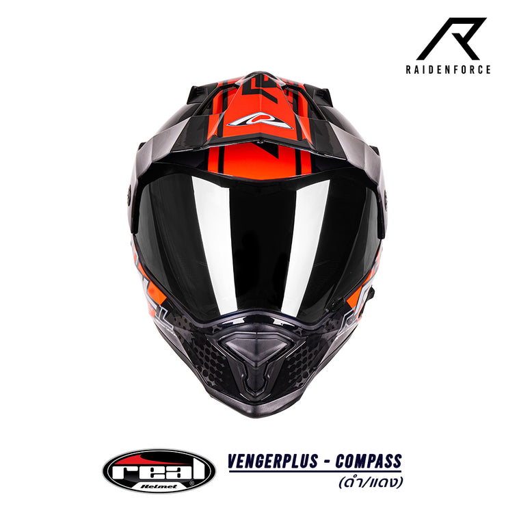 หมวกกันน็อค Real Helmets Vengerplus-Compass ดำ/แดง