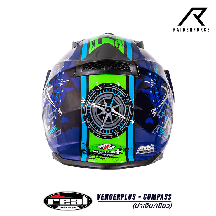 หมวกกันน็อค Real Helmets Vengerplus-Compass น้ำเงิน/เขียว