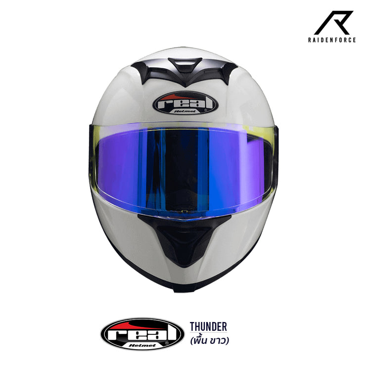 หมวกกันน็อค REAL Helmets Thunder พื้น ขาว
