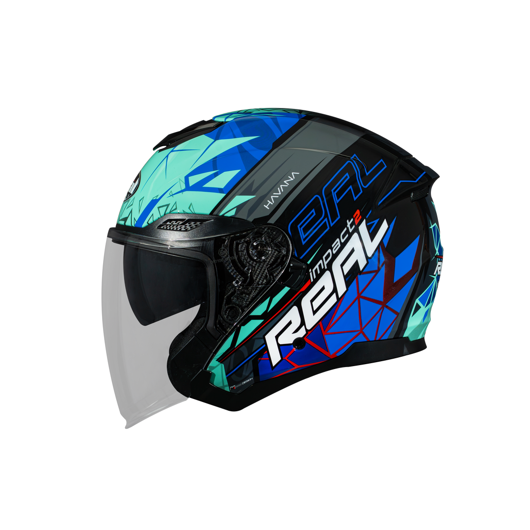 หมวกกันน็อค REAL Helmet HAVANA IMPACT พื้น-ดำน้ำเงิน