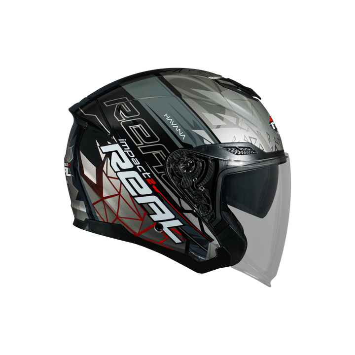 หมวกกันน็อค REAL Helmet HAVANA IMPACT พื้น-ดำเทา