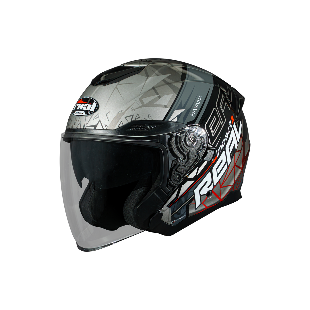 หมวกกันน็อค REAL Helmet HAVANA IMPACT พื้น-ดำเทา
