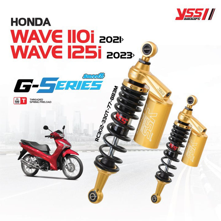 Shock YSS G-Series Honda Wave110i'21/Wave125i'23 Black/Gold
