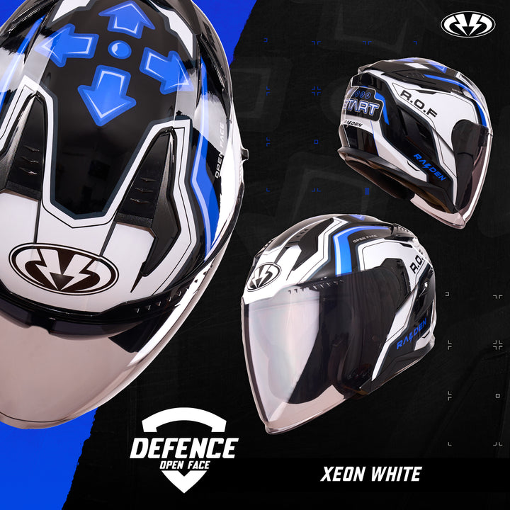 Raiden Defense Open face Xeon White helmet