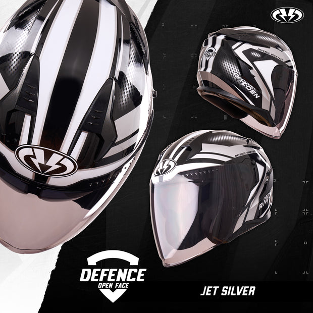 หมวกกันน็อค Raiden Defence Open face  Jet Silver
